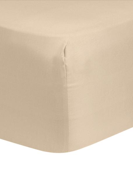 Lenzuolo con angoli in raso di cotone beige Comfort, Taupe, Larg. 180 x Lung. 200 cm