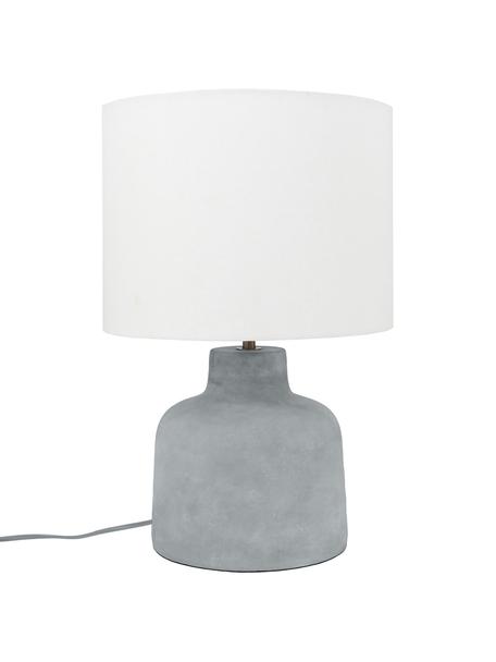 Tischlampe Ike mit Betonfuß, Lampenschirm: 100% Leinen, Lampenfuß: Beton, Grau, Weiß, Ø 30 x H 45 cm