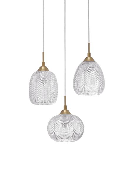 Cluster hanglamp Vario van gesatineerd glas, Lampenkap: gesatineerd glas, Baldakijn: gecoat aluminium, Goudkleurig, transparant, Ø 39 x H 24 cm