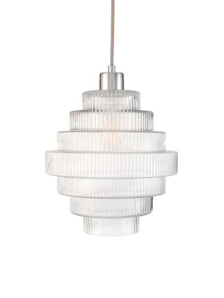Kleine hanglamp Noble Brilliance, Lampenkap: glas, Baldakijn: gecoat metaal, Transparant, chroomkleurig, Ø 24 x H 25 cm