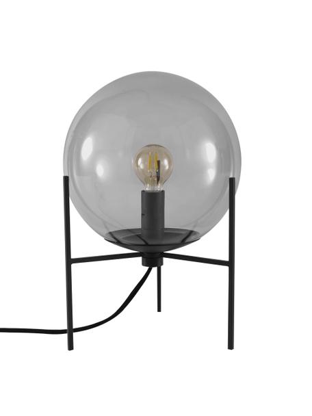 Petite lampe à poser boule en verre Alton, Noir, gris, transparent, Ø 20 x haut. 29 cm