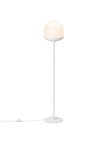 Lámpara de pie pequeña de vidrio Magia, Pantalla: vidrio, Cable: plástico, Blanco, Ø 25 x Al 131 cm
