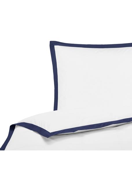 Bavlnená posteľná bielizeň s modrým lemom Joanna, Biela, 135 x 200 cm + 1 vankúš 80 x 80 cm