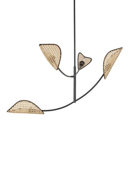 Lampa wisząca z plecionki wiedeńskiej Freja, Czarny, jasny brązowy, S 112 x W 89 cm