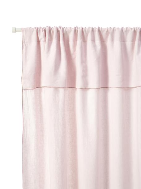 Poloprůhledné závěsy s tunelovým lemem Eleonara, 2 ks, 100 % len, Světle růžová, Š 145 cm, D 260 cm