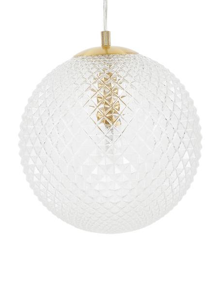 Kleine hanglamp Lorna van glas, Lampenkap: glas, Decoratie: gegalvaniseerd metaal, Baldakijn: gegalvaniseerd metaal, Transparant, Ø 25 cm
