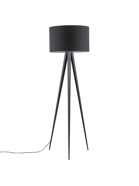 Lámpara de pie trípode escandinava Jake, Pantalla: mezcla de algodón, Cable: plástico, Negro, Ø 50 x Al 154 cm