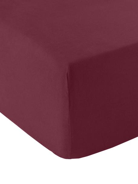 Flanelová elastická plachta na kontinentálnu posteľ Biba, Tmavočervená, Š 90 x D 200 cm