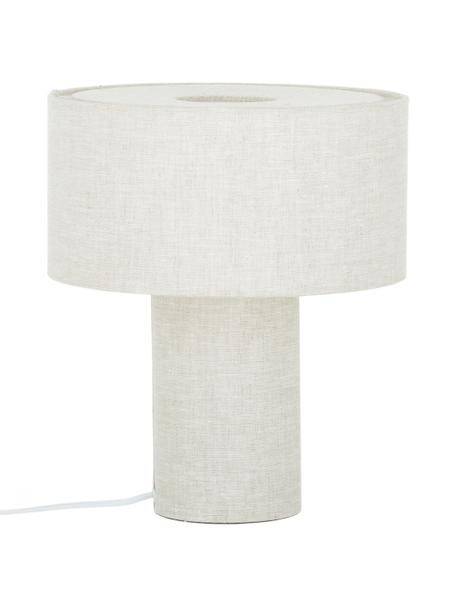 Lámpara de mesa Ron, Pantalla: tela, Cable: plástico, Tejido blanco crema, Ø 30 x Al 35 cm