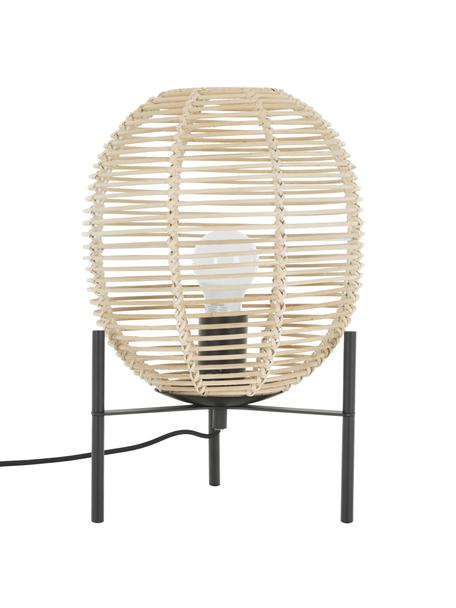 Lampe de table en rotin Wasa, Beige, noir, Ø 26 x haut. 38 cm