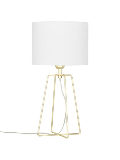 Lámpara de mesa Karolina, Pantalla: algodón, Cable: plástico, Blanco, latón, Ø 25 x Al 49 cm