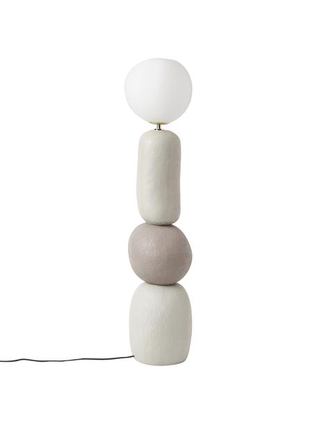 Stehlampe Chakra, Lampenschirm: Opalglas, Lampenfuß: Resin, Grautöne, B 27 x H 119 cm