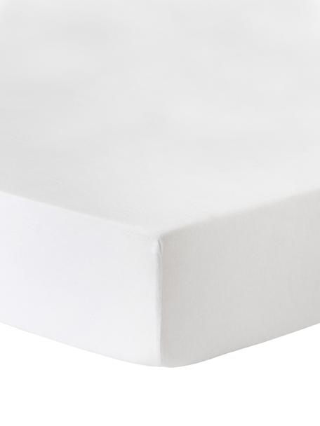 Drap-housse en flanelle pour surmatelas Biba, Blanc, larg. 90 x long. 200 cm, haut. 15 cm