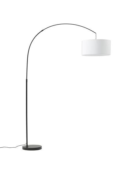 Grote booglamp Niels, Lampvoet: geborsteld metaal, Lampenkap: textiel, Wit, zwart, B 157 x H 218 cm