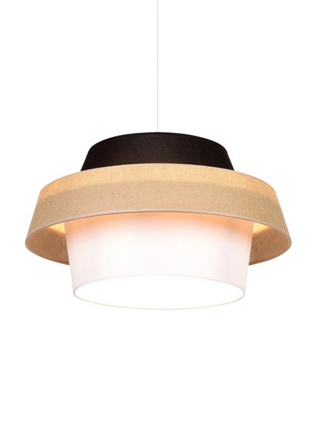 Lampada a sospensione Preto, Paralume: tessuto, Baldacchino: metallo rivestito, Nero, beige, bianco, Ø 55 x Alt. 30 cm