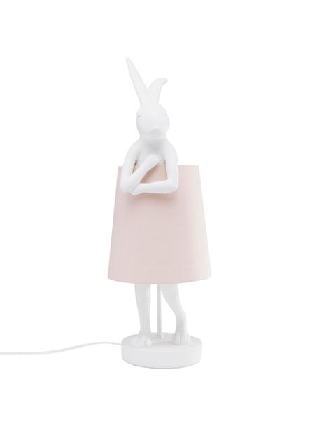 Lampada rosa da tavolo  grande di design Rabbit, Paralume: lino, Base della lampada: poliresina, Asta: acciaio verniciato a polv, Bianco, rosa, Ø 23 x Alt. 68 cm