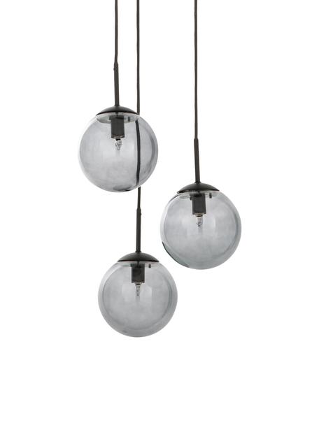 Suspension 3 lampes boules en verre Edie, Gris, noir, larg. 30 x prof. 30 cm