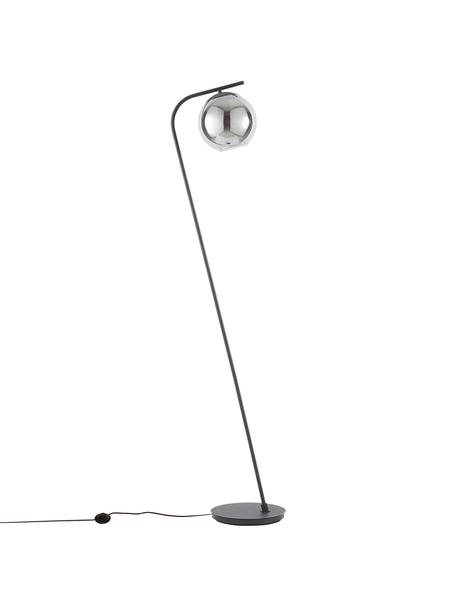Moderne Stehlampe Amos mit Glasschirm, Lampenschirm: Glas, Lampenfuß: Metall, pulverbeschichtet, Schwarz, transparent, Ø 20 x H 150 cm