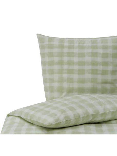 Ropa de cama de percal de algodón Milène, diseño Candice Gray, Verde menta a cuadros, Cama 90 cm (150 x 220 cm)