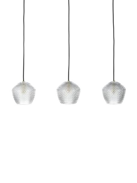 Suspension 3 lampes en verre Orbiform, Couleur laitonnée, gris, transparent, larg. 71 x haut. 15 cm
