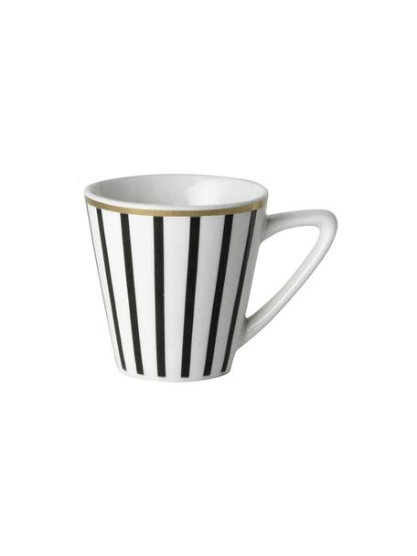 Tasses à expresso en porcelaine Pluto Loft, 4 pièces, Porcelaine, Noir, blanc avec bordure dorée, Ø 6 x haut. 6 cm, 90 ml