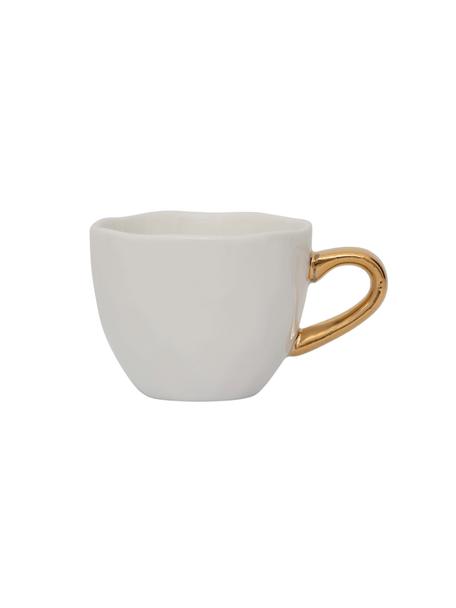 Šálek na espresso se zlatým ouškem Good Morning, 2 ks, Kamenina, Bílá, zlatá, Ø 6 cm, V 5 cm, 95 ml