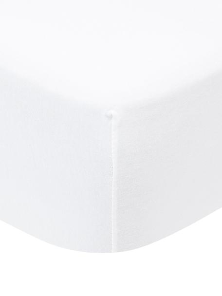 Topper-Spannbettlaken Lara in Weiß, Jersey-Elasthan, 95% Baumwolle, 5% Elasthan, Weiß, B 180 x L 200 cm