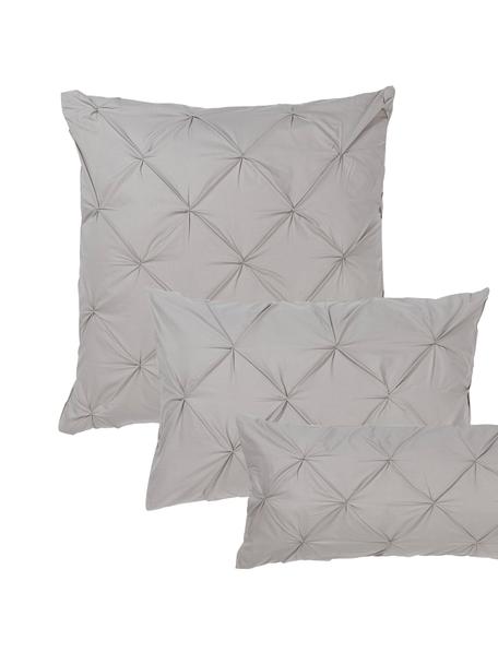 Baumwollperkal-Kopfkissenbezug Brody mit Steppmuster in Origami-Optik, Webart: Perkal Fadendichte 200 TC, Grau, B 40 x L 80 cm