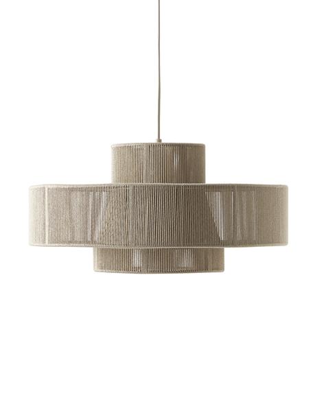 Grote hanglamp Lace van linnen draden, Lampenkap: touw, metaal, Beige, Ø 50 x H 25 cm