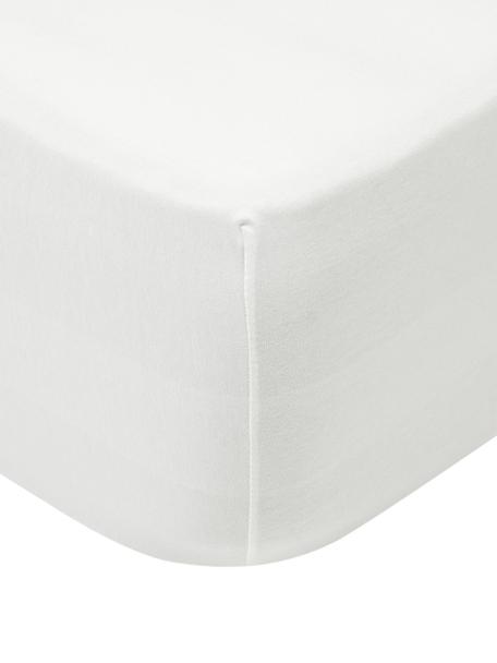Napínací prostěradlo z žerzeje a elastanu Lara, 95% bavlna, 5% elastan, Krémově bílá, Š 90 cm, D 200 cm
