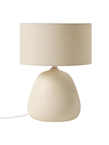 Lámpara de mesa de cerámica Eileen, Pantalla: lino (100% poliéster), Cable: cubierto en tela, Beige mate, Ø 26 x Al 35 cm