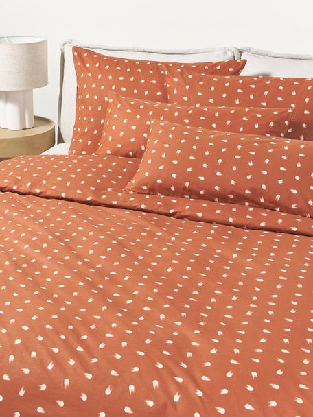 Baumwoll-Bettdeckenbezug Amma mit Tupfen-Muster, Webart: Renforcé Fadendichte 144 , Terrakotta, B 200 x L 200 cm