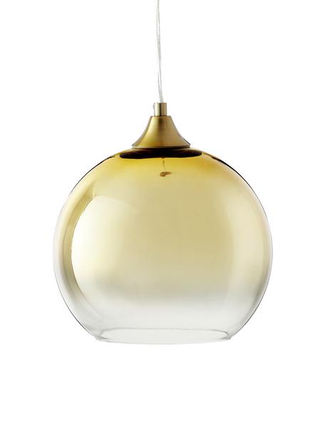 Bal hanglamp Mineleo in goudkleur, Lampenkap: glas, Baldakijn: geborsteld metaal, Goudkleurig, transparant, Ø 25 x H 90 cm