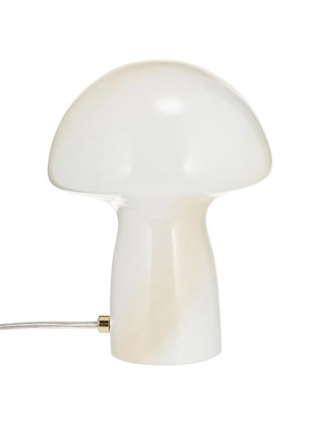 Malá ručně vyrobená stolní lampa Fungo, Bílá, béžová, Ø 16 cm, V 20 cm