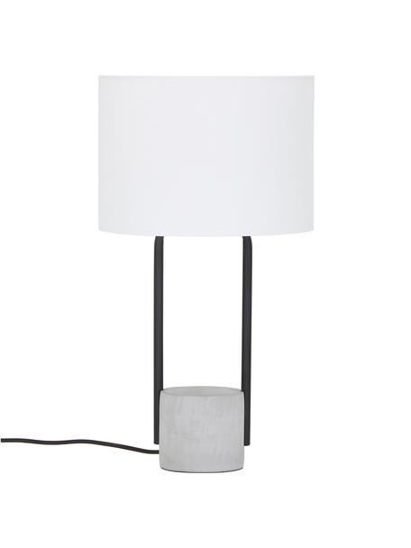 Grande lampe à poser pied en béton Pipero, Abat-jour : blanc Pied de lampe : noir, mat, gris Câble : noir