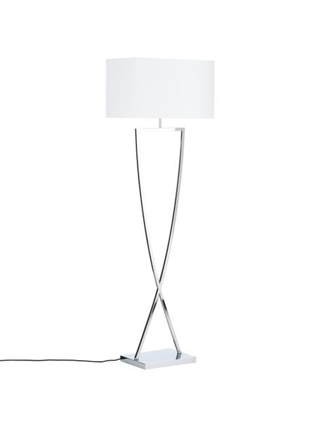 Stehlampe Toulouse in Silber, Lampenschirm: Textil, Chrom, Weiss, B 50 x H 157 cm