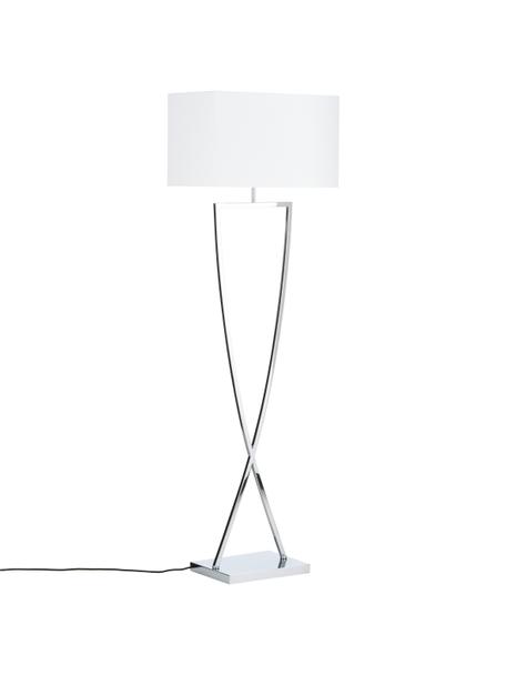 Stehlampe Toulouse, Lampenschirm: Textil, Lampenfuß: Metall, verchromt, Weiß, Silberfarben, B 50 x H 157 cm