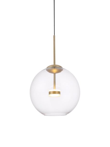 LED hanglamp Cometa in mat goud, Lampenkap: glas, Baldakijn: gepoedercoat metaal, Transparant, goudkleurig, zwart, Ø 35 x H 35 cm
