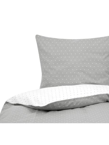 Flanell-Wendebettwäsche Betty, gepunktet, Webart: Flanell Fadendichte 144 T, Grau, Weiss, 155 x 220 cm + 1 Kissen 80 x 80 cm