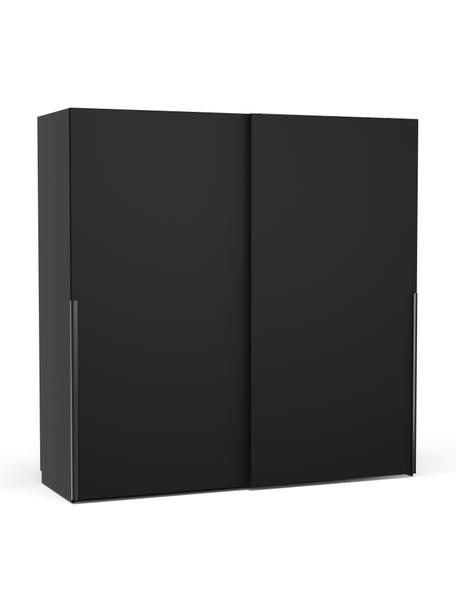 Modulární šatní skříň s posuvnými dveřmi Leon, šířka 200 cm, různé varianty, Černá, Interiér Basic, V 200 cm