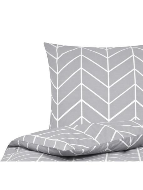 Bavlnená posteľná bielizeň s grafickým vzorom Mirja, Sivá, vzorovaná, 200 x 200 cm + 2 vankúše 80 x 80 cm