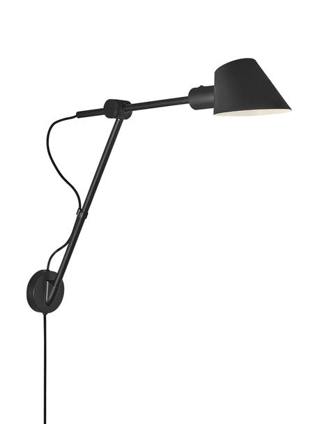 Große Wandleuchte Stay mit Stecker, Lampenschirm: Metall, beschichtet, Schwarz, 15 x 55 cm