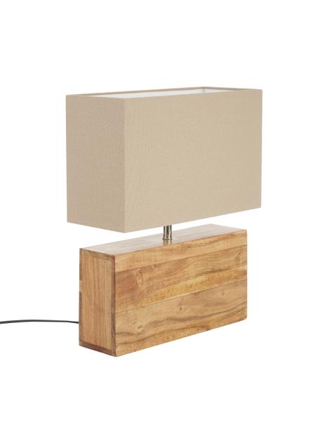 Lámpara de mesa de madera Rectangular, Pantalla: algodón, Marrón, An 33 x Al 43 cm