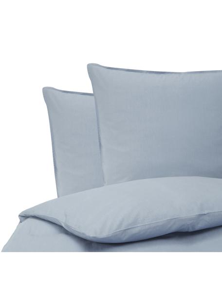 Gewaschene Baumwoll-Bettwäsche Arlene, Webart: Renforcé Fadendichte 144 , Blau, 200 x 200 cm + 2 Kissen 80 x 80 cm