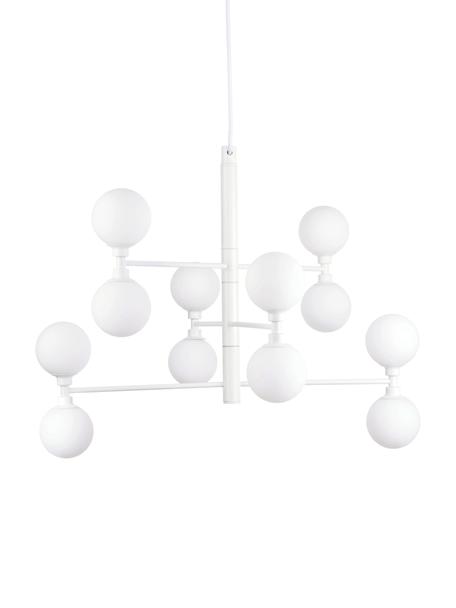 Lampa wisząca ze szklanymi kulami Grover, Biały, Ø 70 x W 56 cm