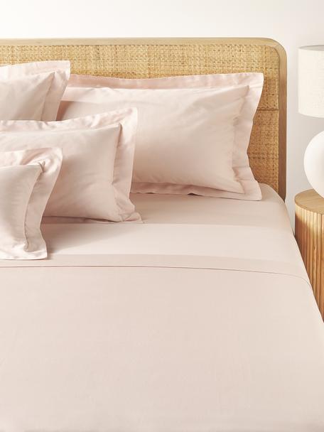 Drap plat en satin de coton rose Premium, Rose, larg. 240 x long. 280 cm