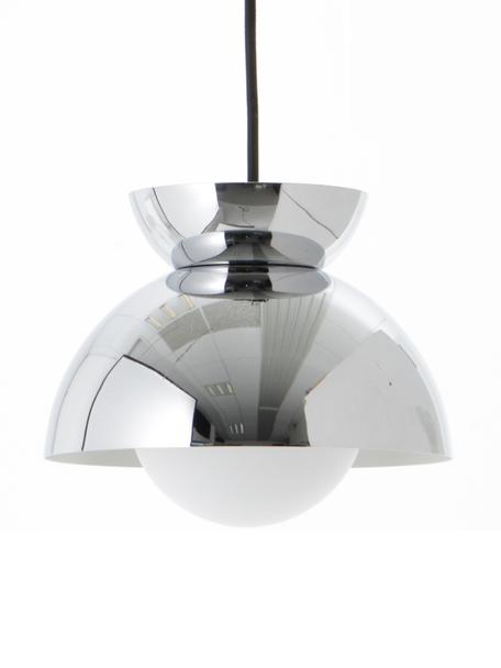 Kleine design hanglamp Butterfly, Lampenkap: gecoat metaal, Diffuser: opaalglas, Chroomkleurig, Ø 21 x H 19 cm