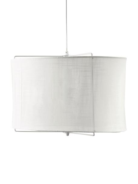Hanglamp Clouds van linnen, Lampenkap: linnen, Baldakijn: gepoedercoat metaal, Wit, Ø 50 x H 29 cm