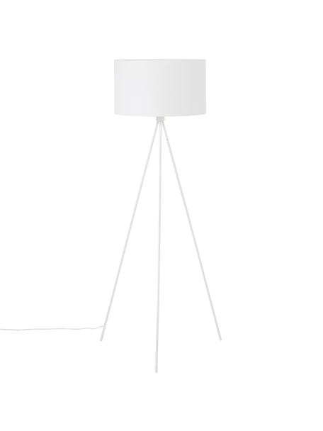 Stojací lampa trojnožka s látkovým stínidlem Cella, Bílá