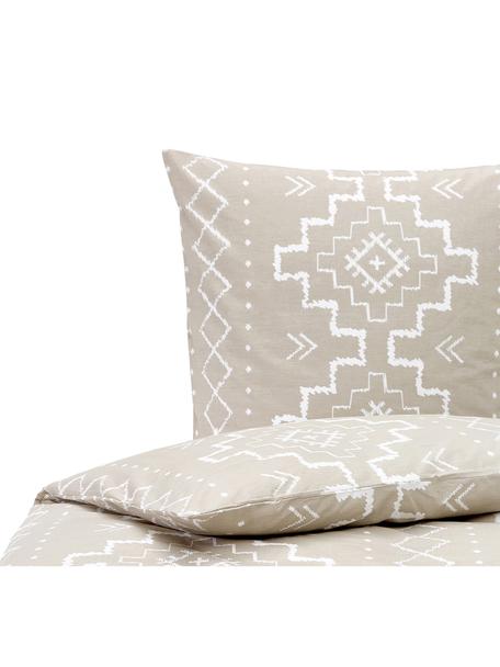 Bavlnená posteľná bielizeň s boho vzorom Kamila, Sivobéžová, krémovobiela, 135 x 200 cm + 1 vankúš 80 x 80 cm